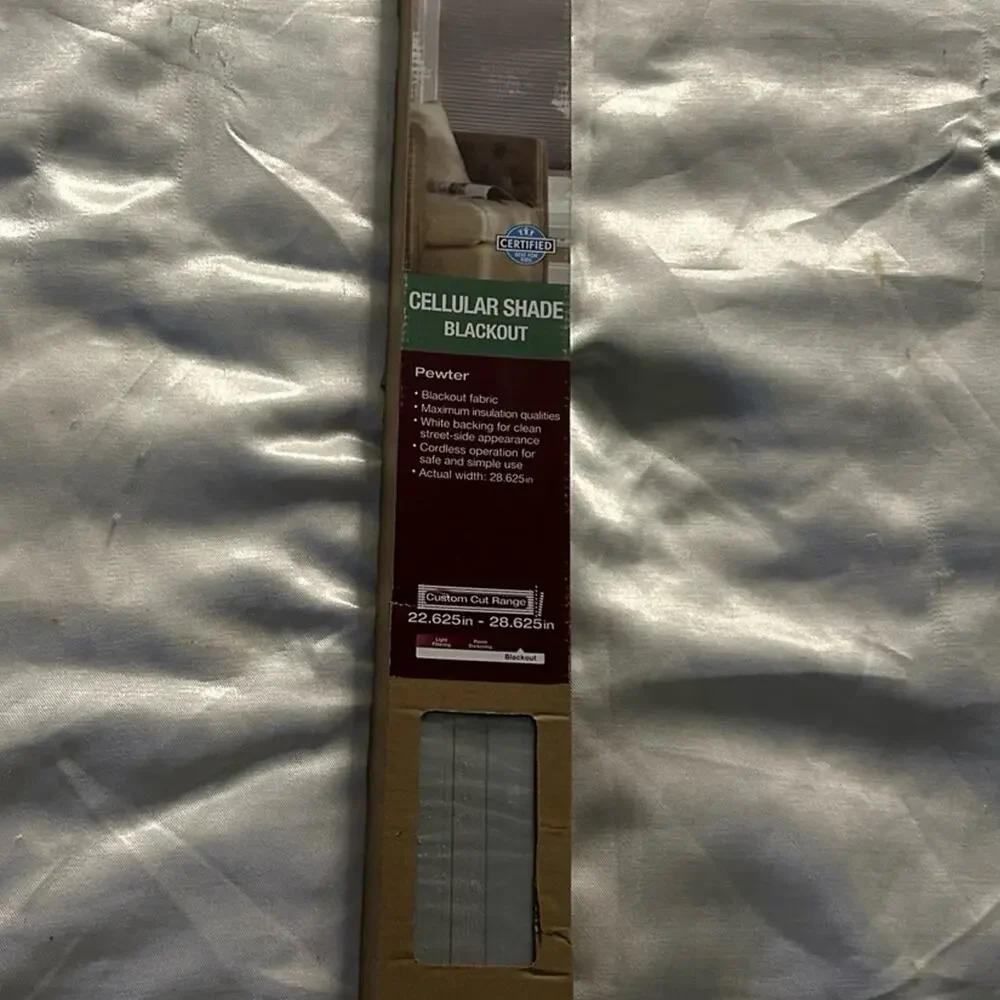 29” by 48” grey cordless cellular shade blackout blinds